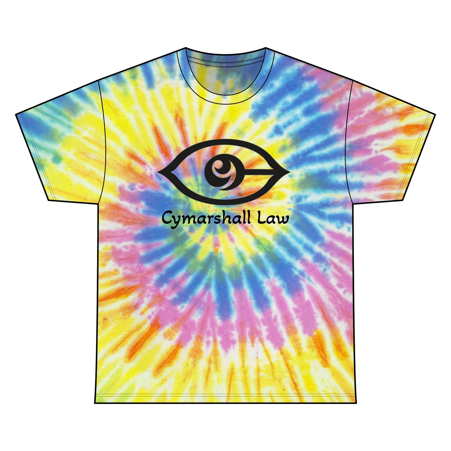 Cymarshall Law Vibrant Tie Dye Tee, Boho Chic Cotton Shirt, Unisex Summer Wear, Festival Outfit, Eye Design Tee, Graphic Casual Top