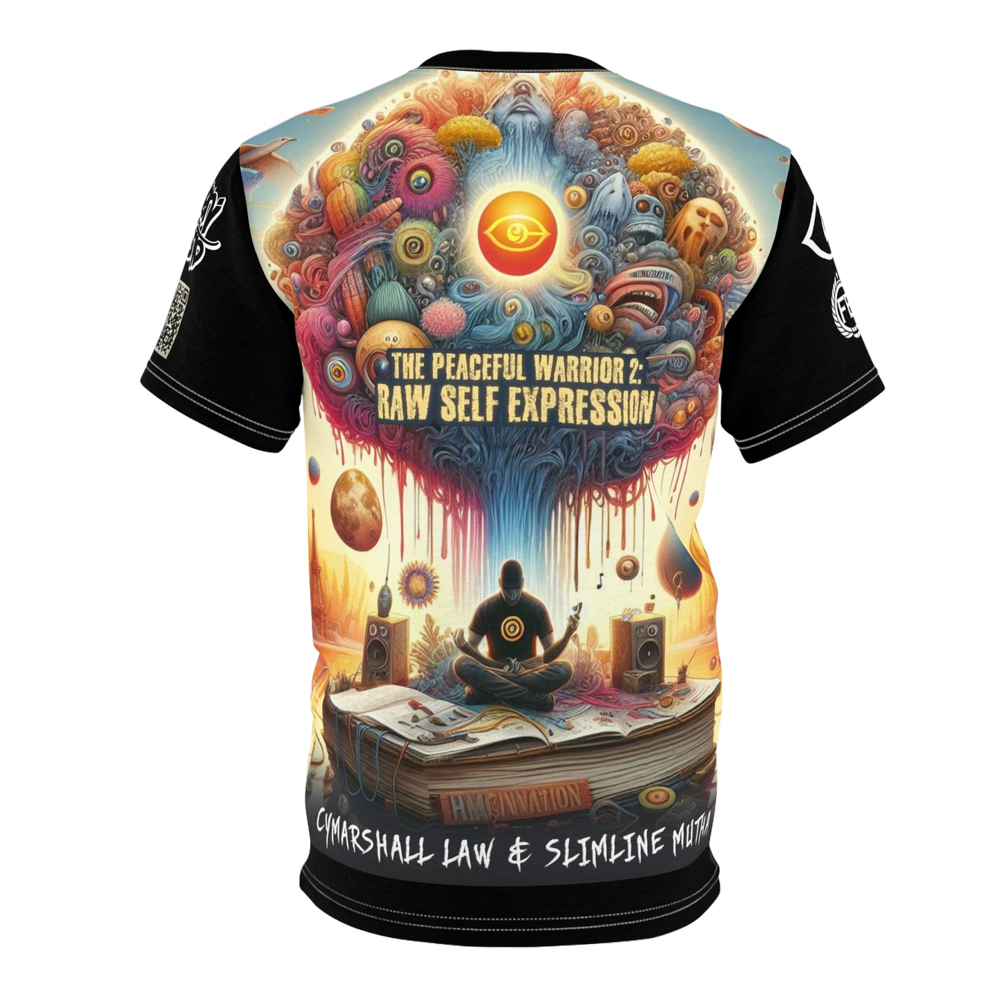 Cymarshall Law & Slimline Mutha - Unisex Cut & Sew Tee - Peaceful Warrior 2: Raw Self Expression ALBUM Tshirt for Creative Souls
