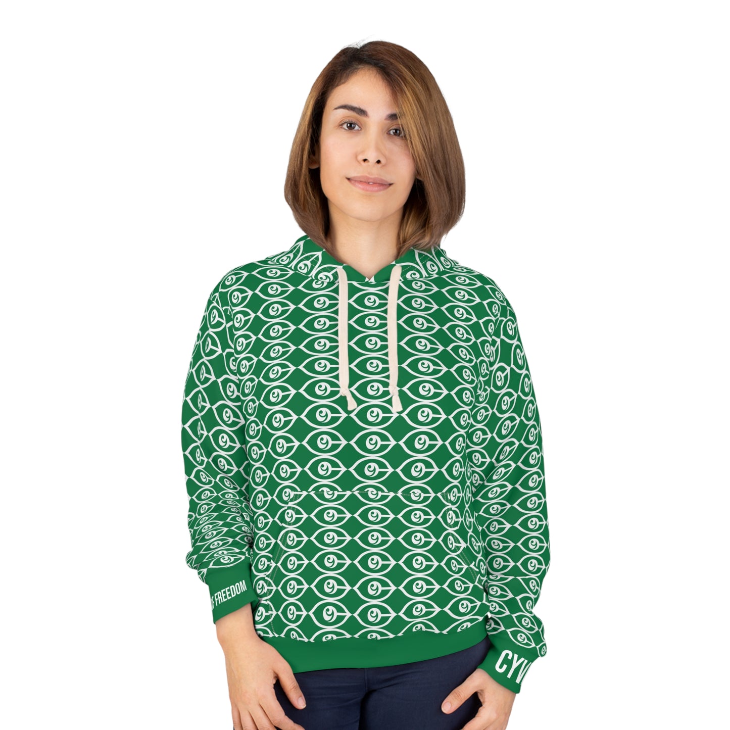 52 LAWS OF FREEDOM - LAW 26. LOVE IS THE ANSWER HOODIE. Unisex Pullover Hoodie - Green (AOP)