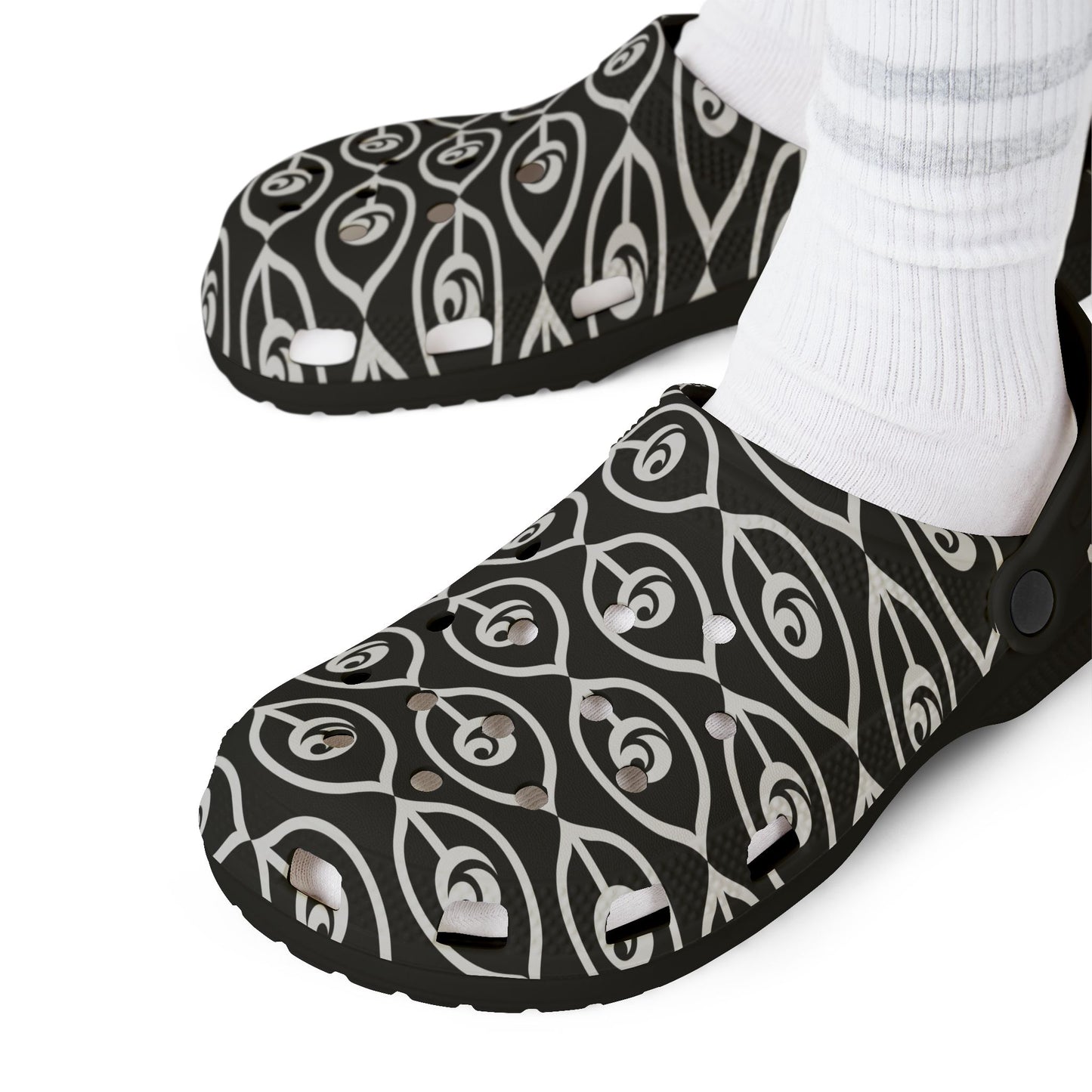 Cymarsh CyVision Clog Shoes — Black & White Comfort Clogs