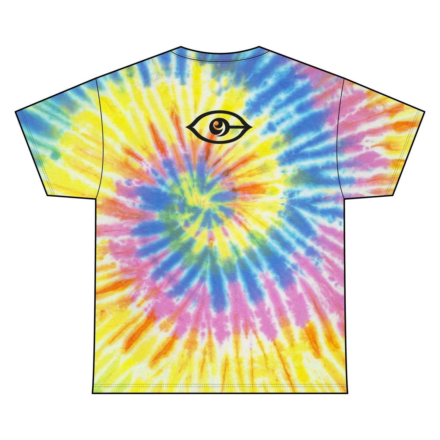 Cymarshall Law Vibrant Tie Dye Tee, Boho Chic Cotton Shirt, Unisex Summer Wear, Festival Outfit, Eye Design Tee, Graphic Casual Top