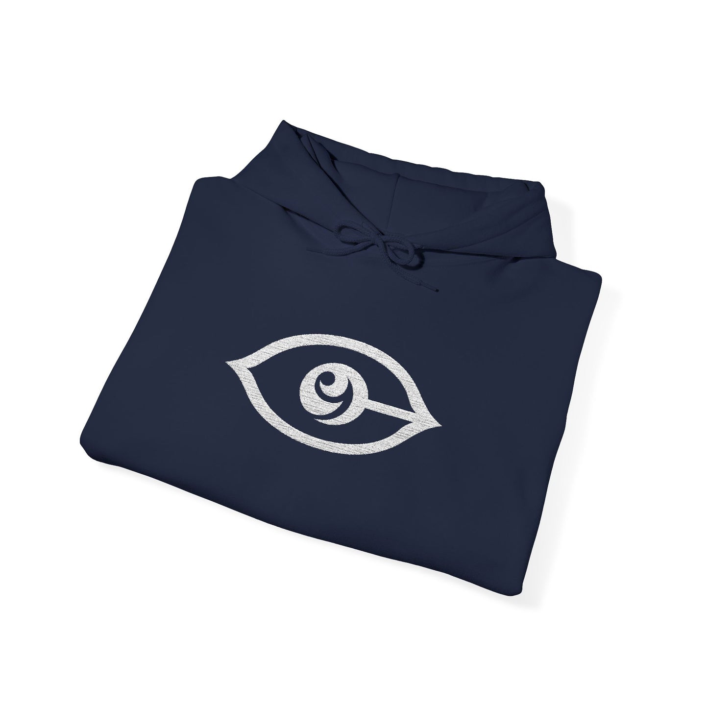 Embroidered Cymarshall Law CyVision Eye Graphic Hoodie – Minimalist White Eye Design Hooded Sweatshirt