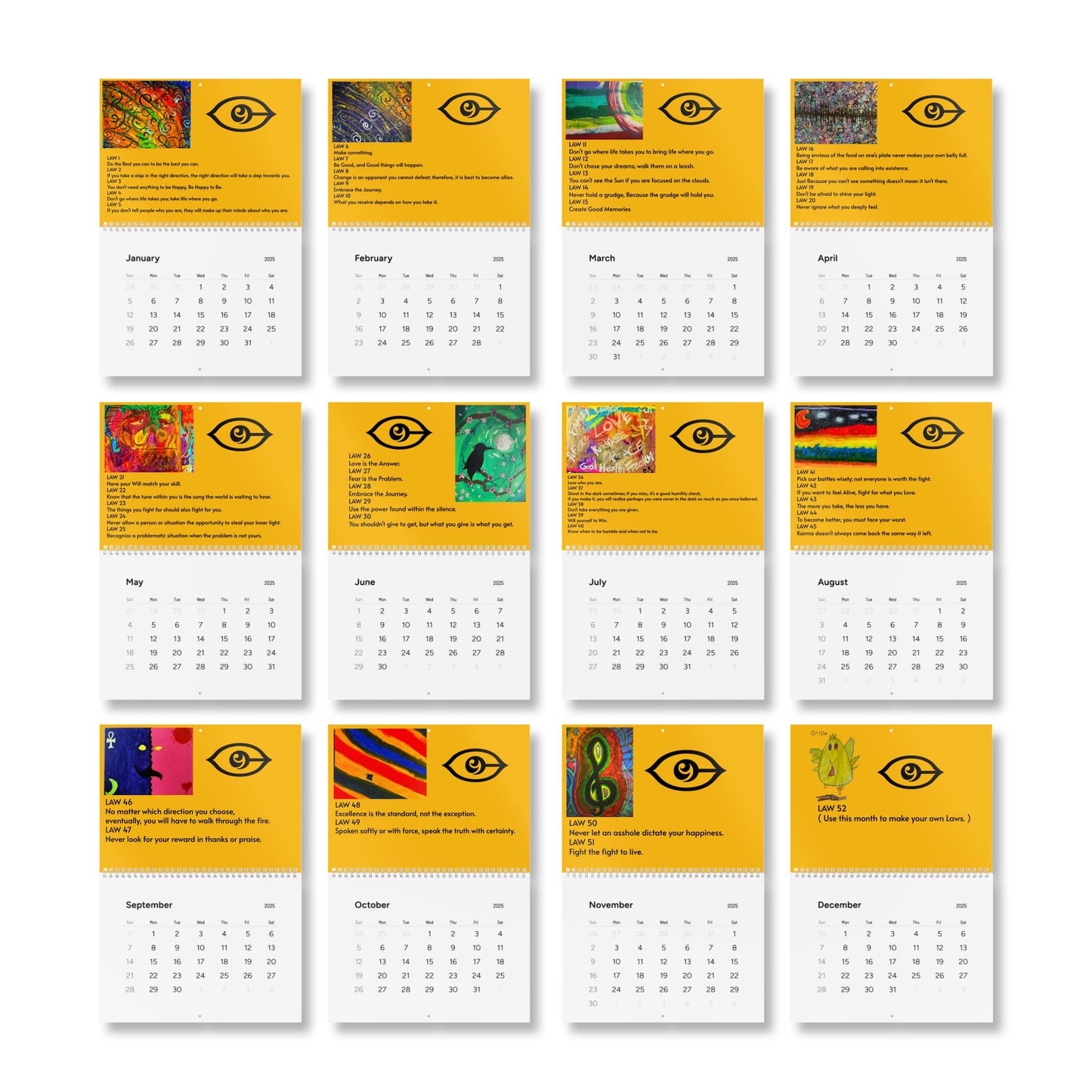 52 Laws of Freedom: A Weekly Guide to Raw Self Expression and Mental Health Wall Calendar (2025)