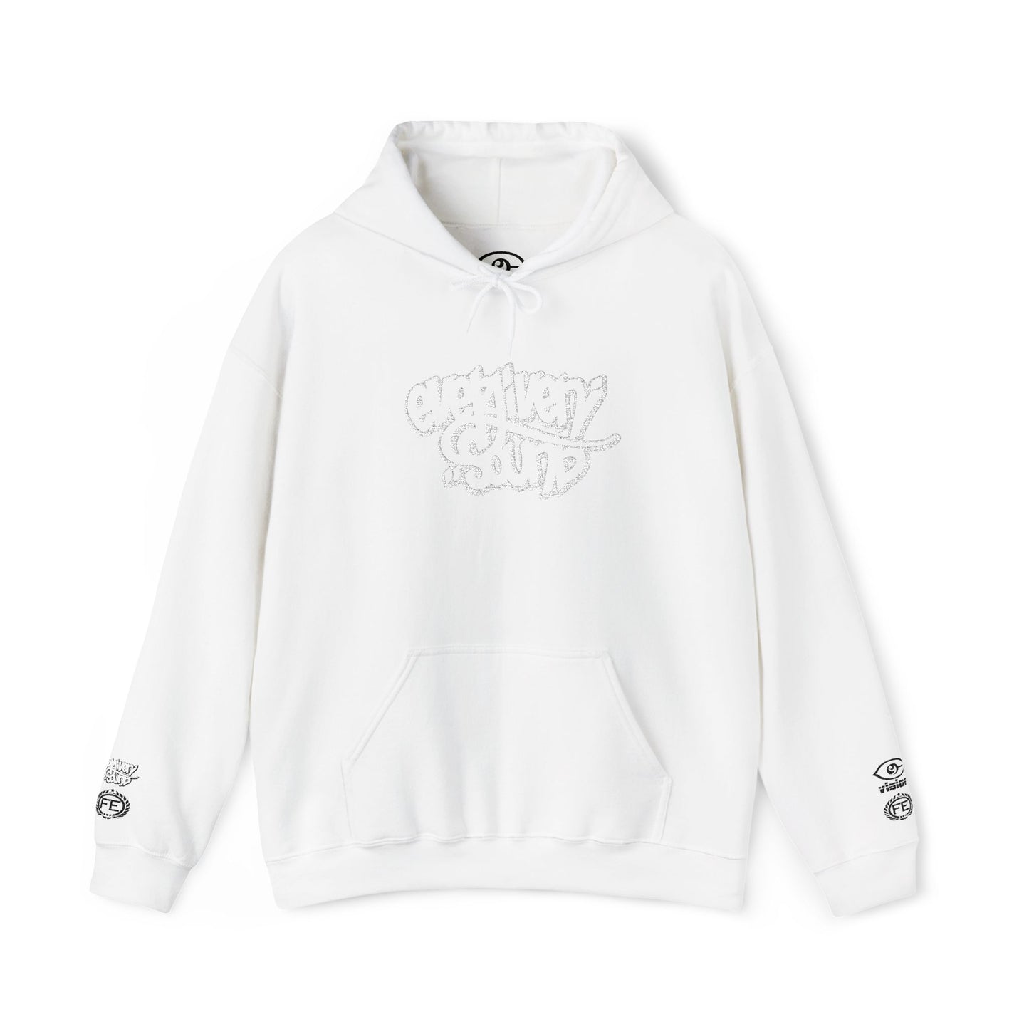 Everliven Sound Embroidery Graf Graphic Hoodie – Minimalist White Eye Design Hooded Sweatshirt