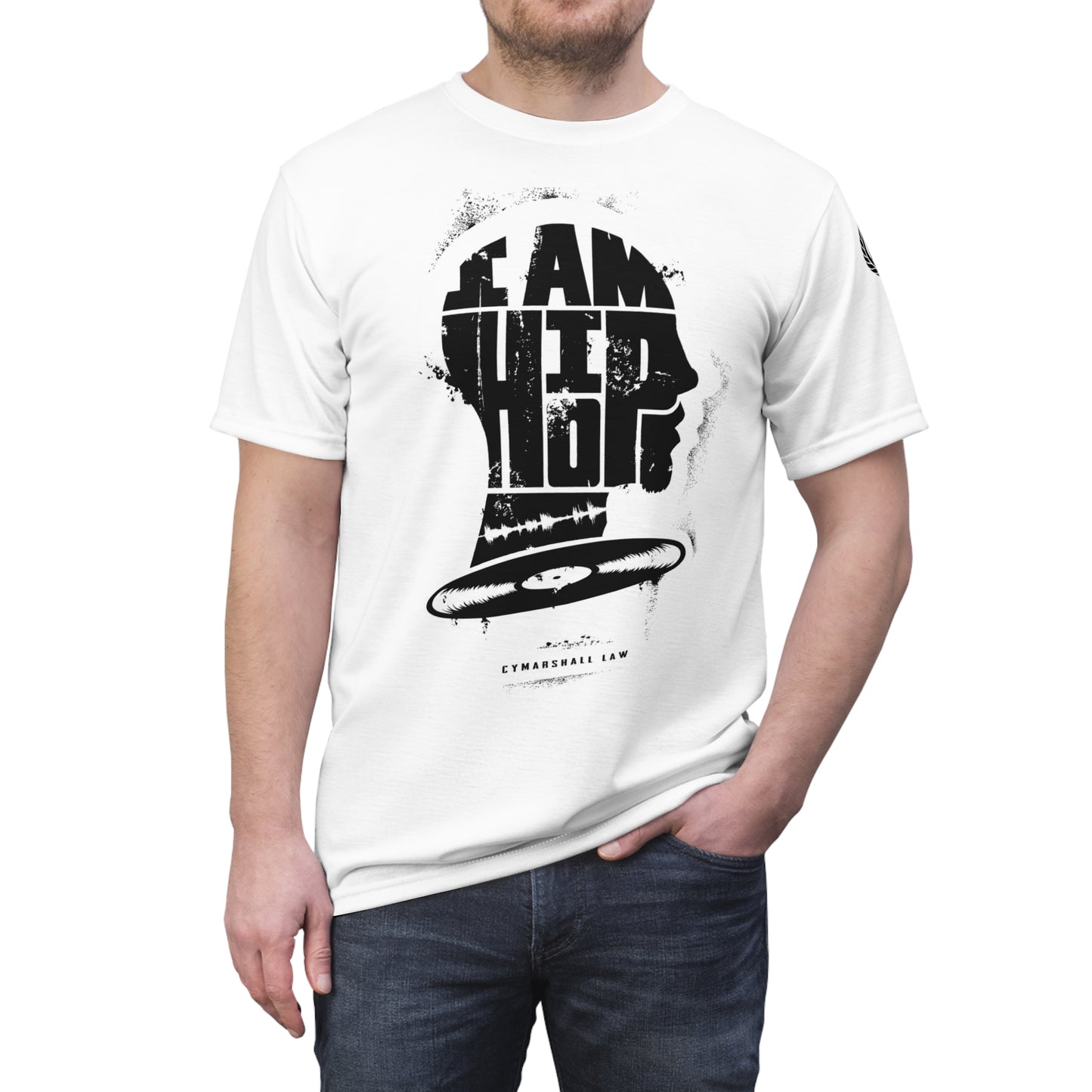 I AM HIP HOP IN THE FLESH - (White/Black) Unisex Cut & Sew Tee (AOP)