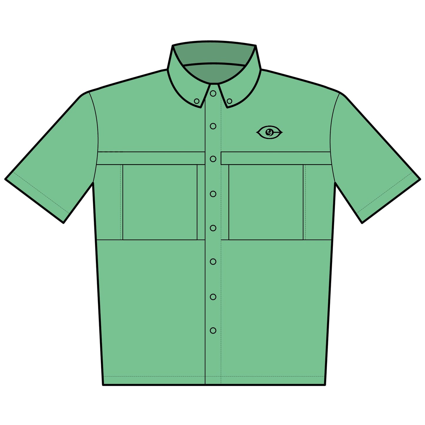 CyVision Embroidered UV Daybreak Short-Sleeve Shirt — Lightweight Button-Up with Chest Pockets