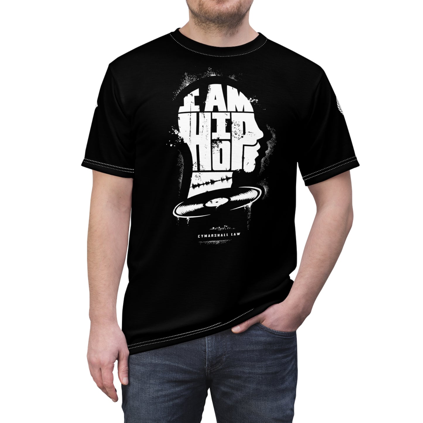 I AM HIP HOP IN THE SOUL - (Black/White) Unisex Cut & Sew Tee (AOP)