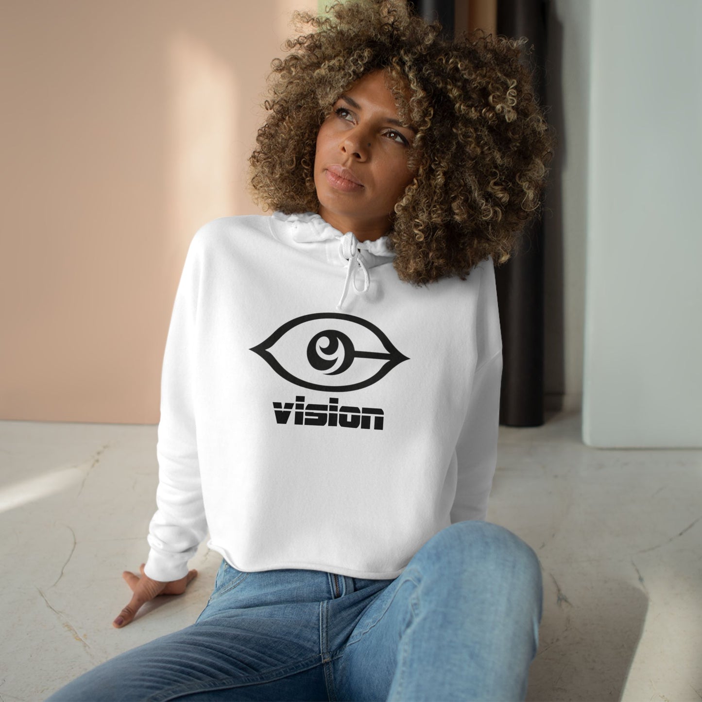 Cymarshall Law Crop Hoodie — Vision Logo Cropped Hoodie ("vision" Front, Cymarshall Law & FE Back)