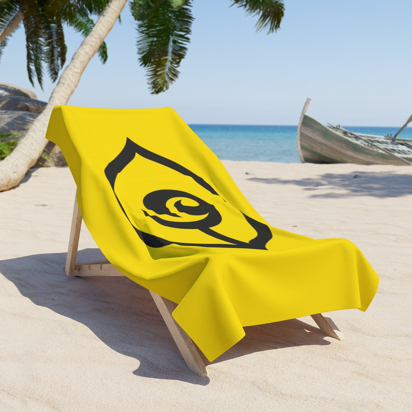 Beach Towel - Bold Yellow Cy Logo Beach Towel