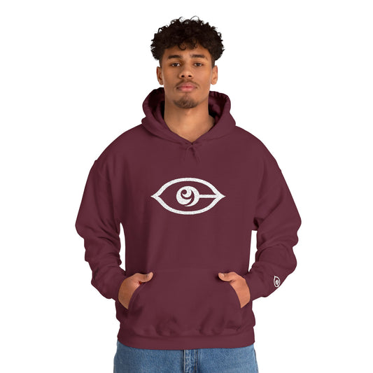 Embroidered Cymarshall Law CyVision Eye Graphic Hoodie – Minimalist White Eye Design Hooded Sweatshirt