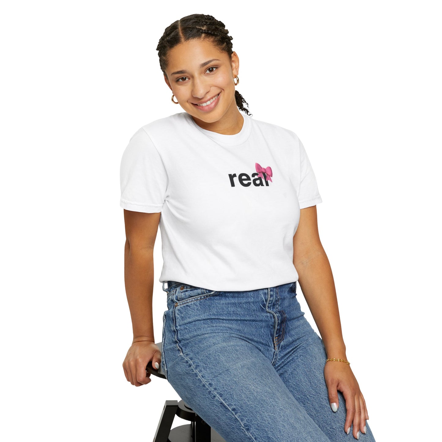 Real with the Pink Bow - Unisex Garment-Dyed T-shirt